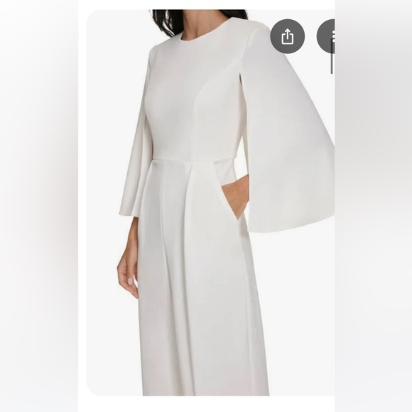 Calvin Klein Women's White Pleated Waist Jumpsuit NWT Flawed Gem! Size 8 - Picture 3 of 9